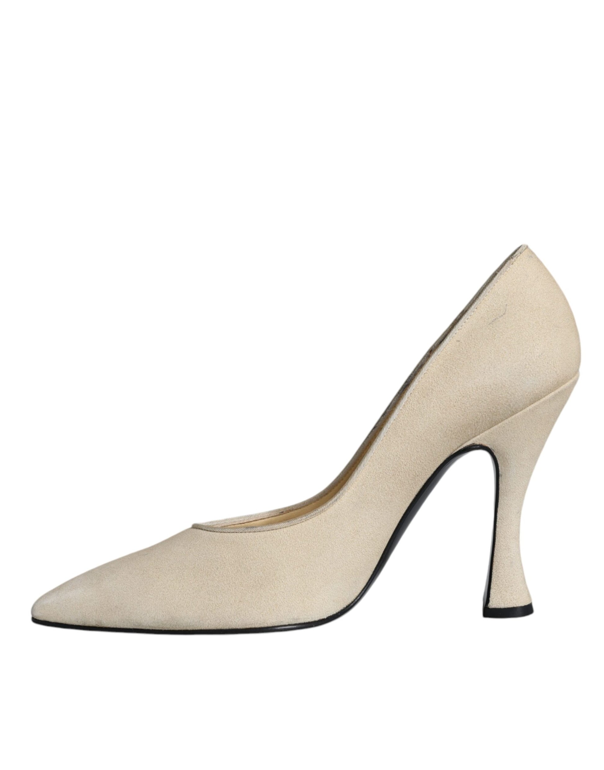 Dolce & Gabbana Beige Suede Leather High Heels Pumps Shoes