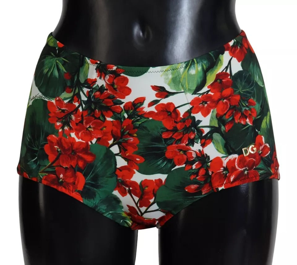 Dolce & Gabbana Multicolor Geranium Girdle Beachwear Bikini Bottom