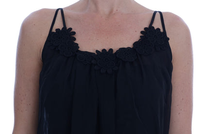 Dolce & Gabbana Elegant Black Silk Lace Chemise Dress Dolce & Gabbana