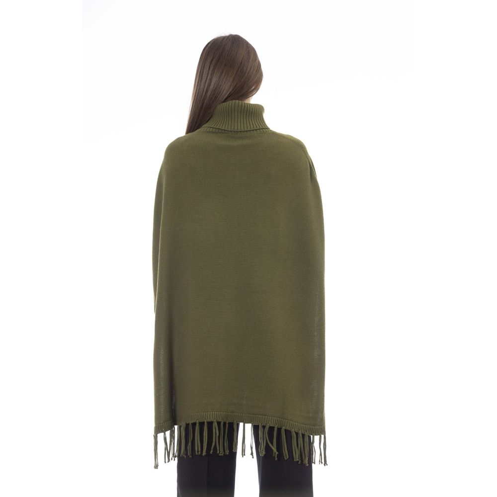 Alpha Studio Green Wool Poncho