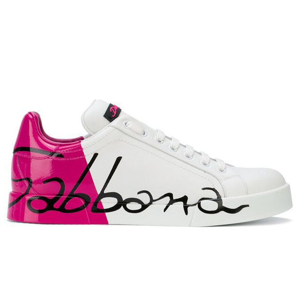 Dolce & Gabbana Fuchsia Leather Di Calfskin Sneaker