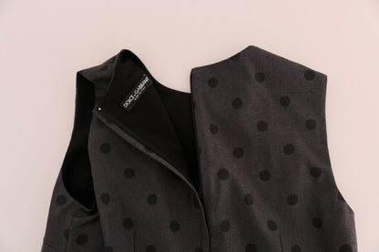 Dolce & Gabbana Chic Sleeveless Polka Dot Wool Dress Dolce & Gabbana