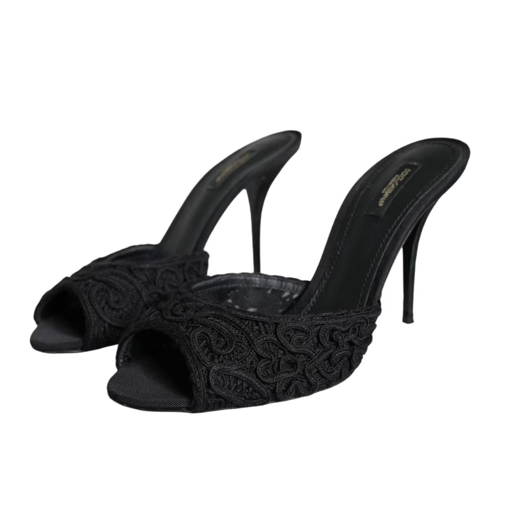 Dolce & Gabbana Black Cotton Sandal