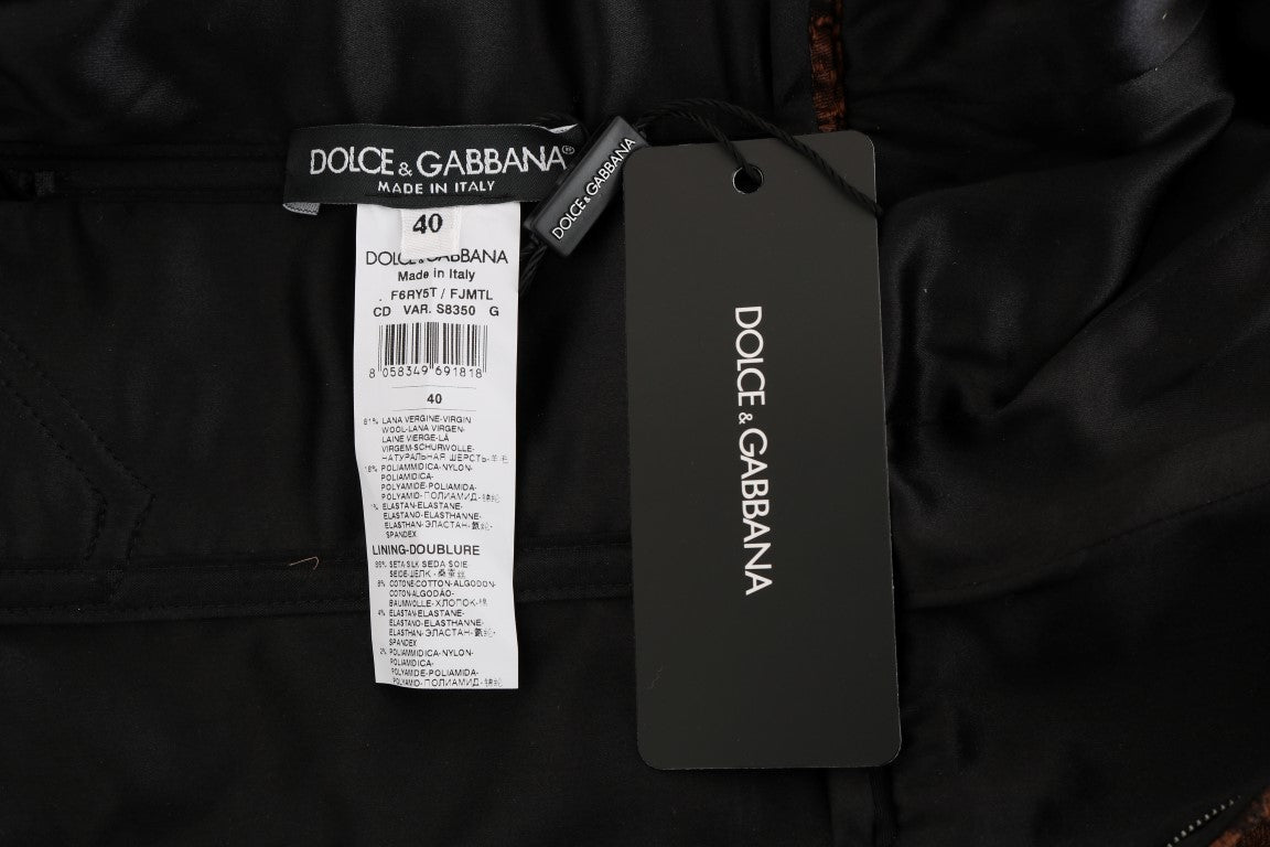 Dolce & Gabbana Chic Brown Mini Wool Blend Dress Dolce & Gabbana