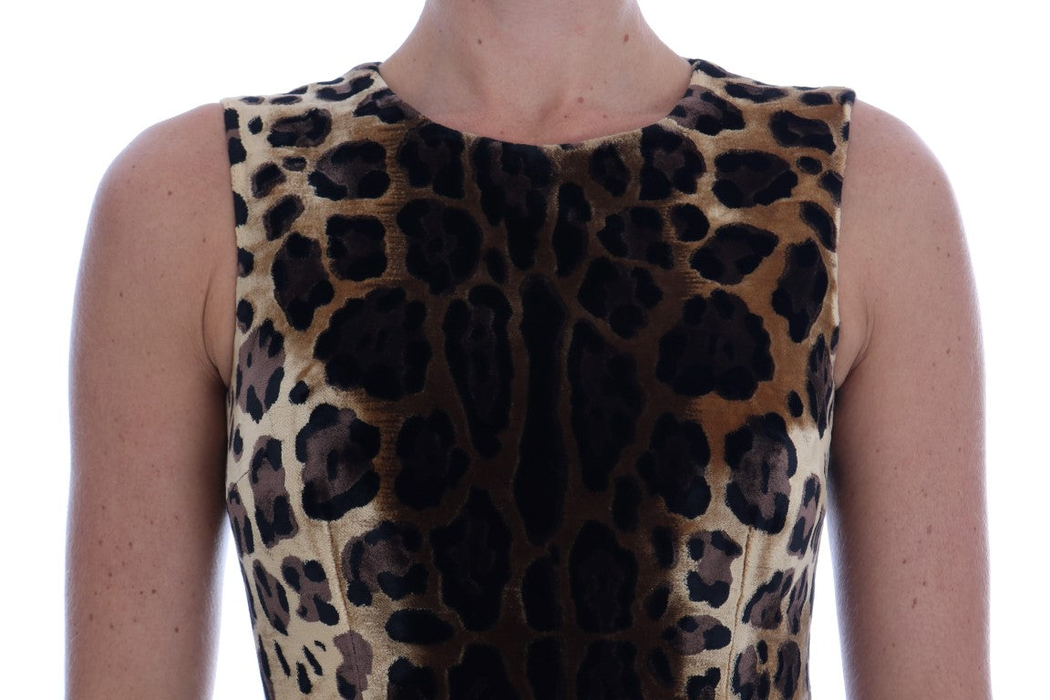 Dolce & Gabbana Sleeveless Leopard Mini Sheath Dress Dolce & Gabbana