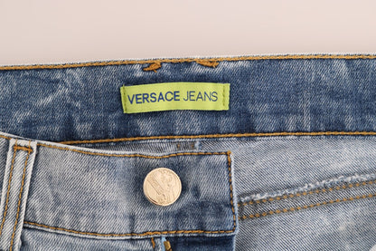 Versace Jeans Chic Light Blue Torn Slim Fit Jeans Versace Jeans