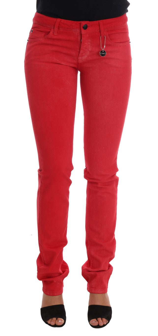 Costume National Radiant Red Super Slim Designer Jeans Costume National