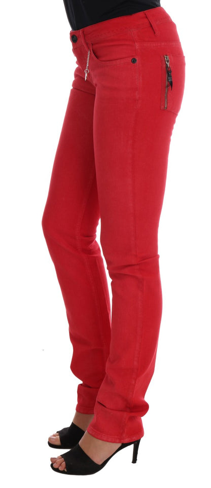 Costume National Radiant Red Super Slim Designer Jeans Costume National