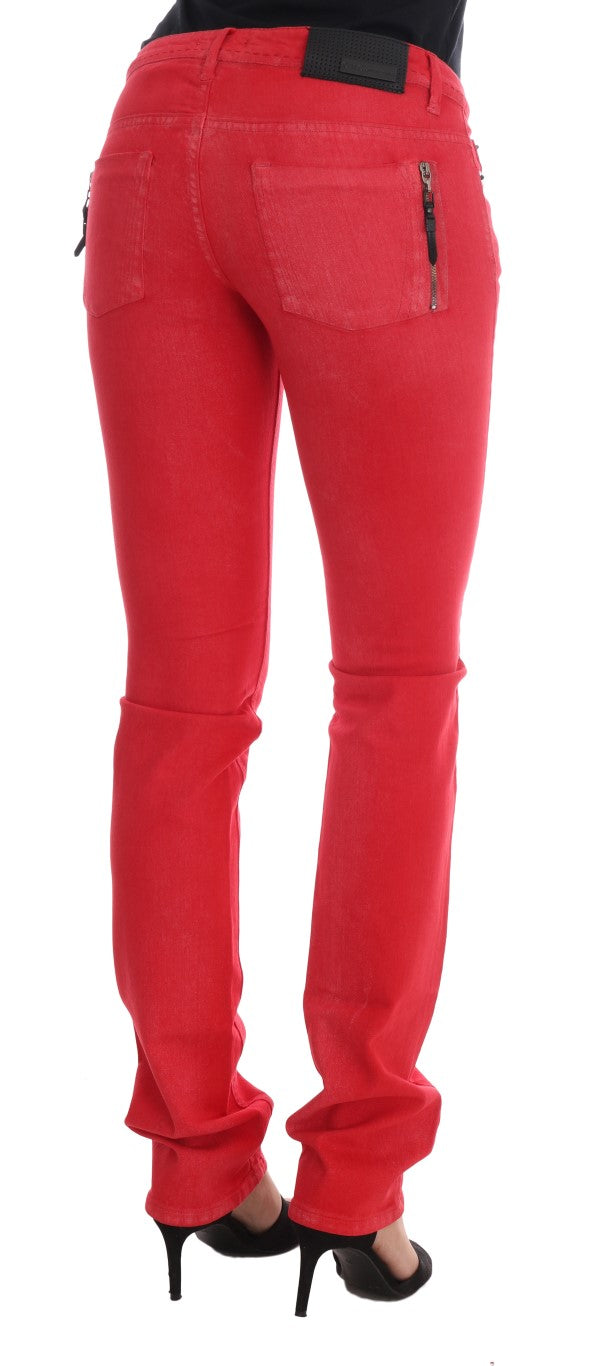 Costume National Radiant Red Super Slim Designer Jeans Costume National