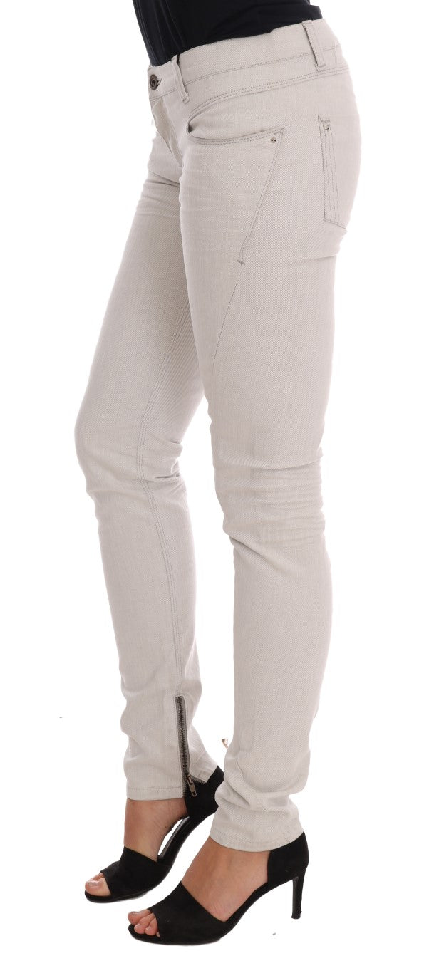 Costume National Chic White Slim-Fit Stretch Jeans Costume National