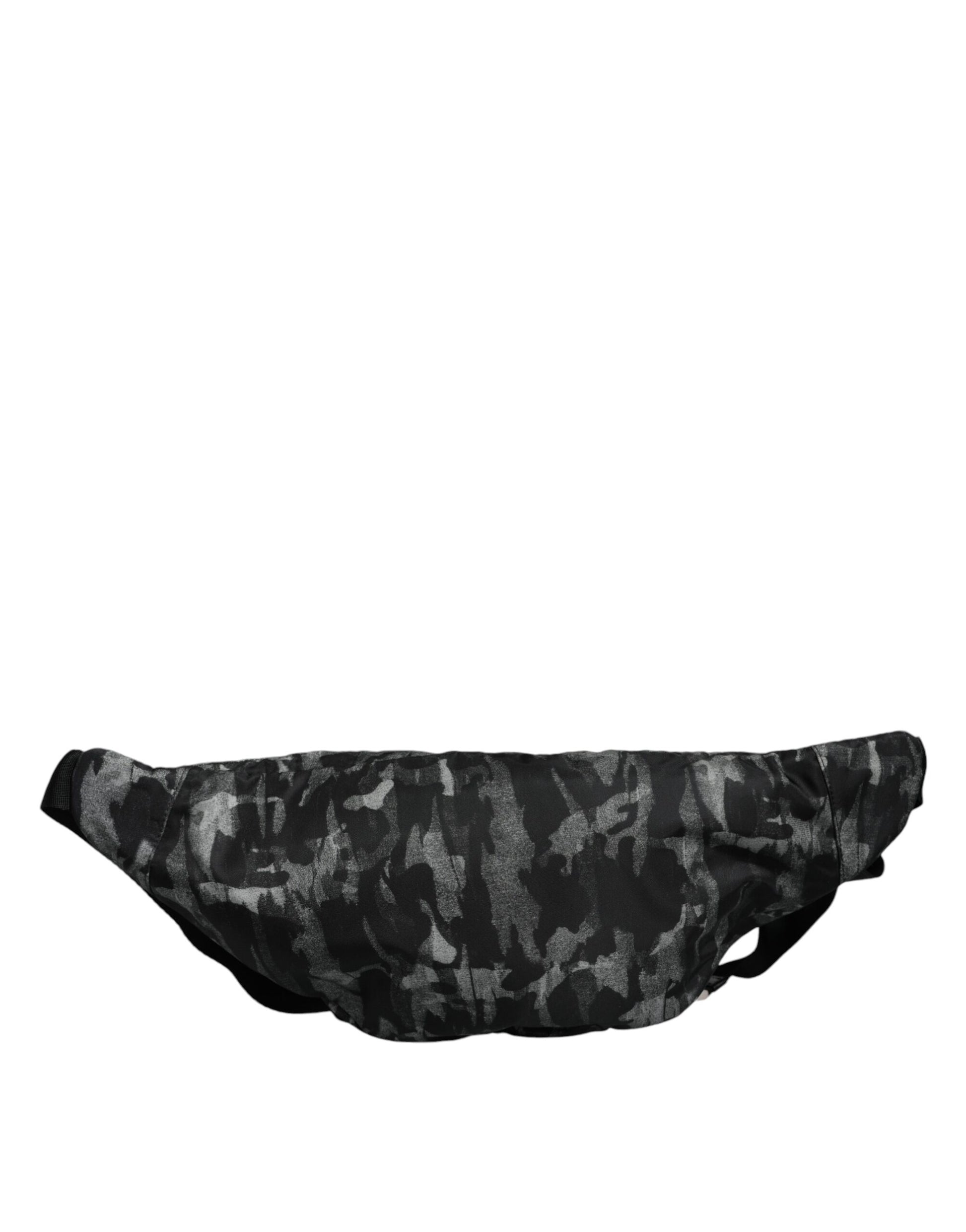 Dolce & Gabbana Black Leopard Fabric Belt Waist Fanny Pack Bag