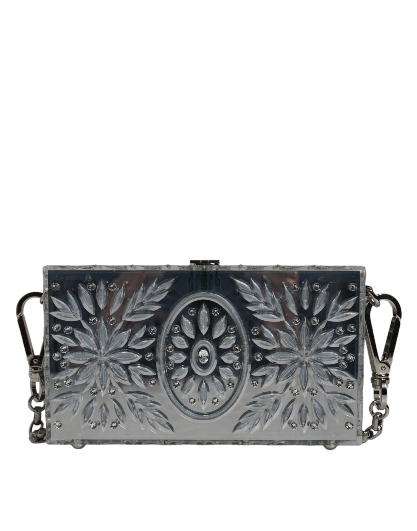 Dolce & Gabbana Silver Plexiglass Clutch Mini Evening Purse Bag