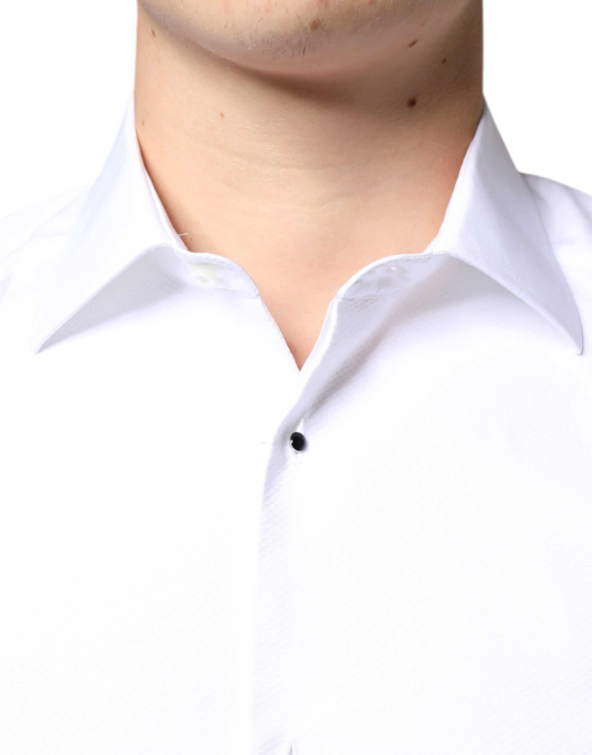 Dolce & Gabbana White Bib Cotton Poplin Formal Dress Shirt