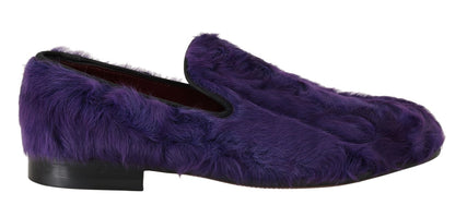 Dolce & Gabbana Plush Purple Sheep Fur Loafers Dolce & Gabbana