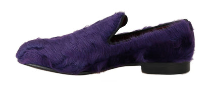 Dolce & Gabbana Plush Purple Sheep Fur Loafers Dolce & Gabbana