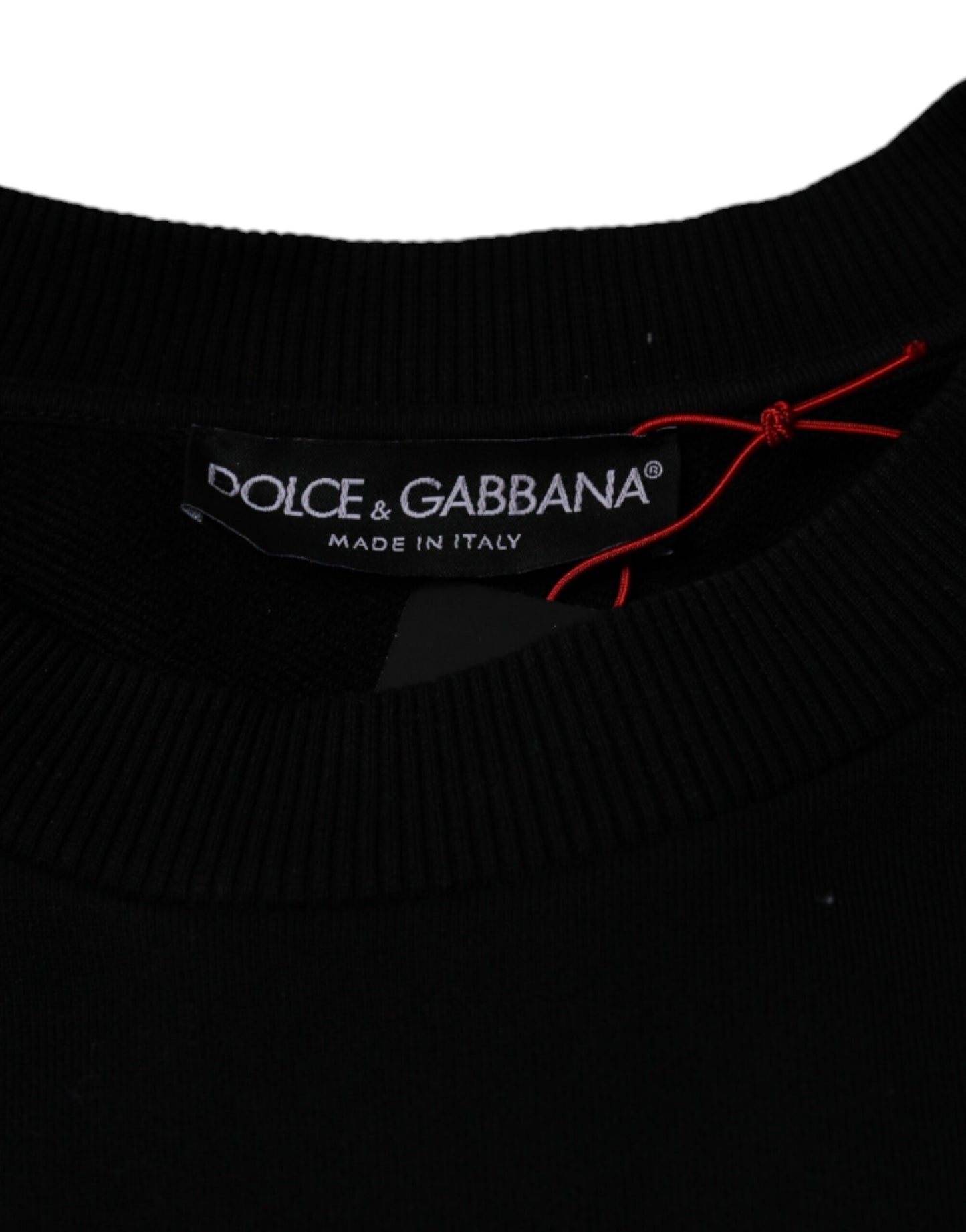 Dolce & Gabbana Black Cotton Crown Pullover Sweatshirt Sweater