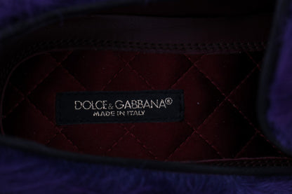 Dolce & Gabbana Plush Purple Sheep Fur Loafers Dolce & Gabbana