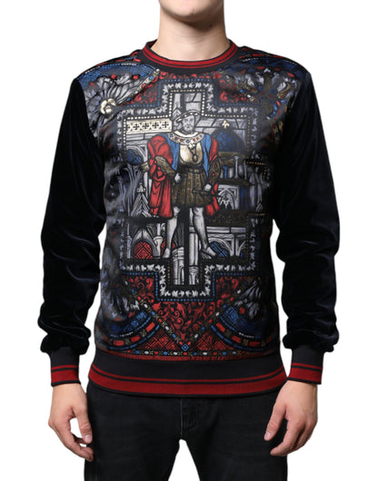 Dolce & Gabbana Multicolor Jacquard Crew Neck Sweatshirt Sweater