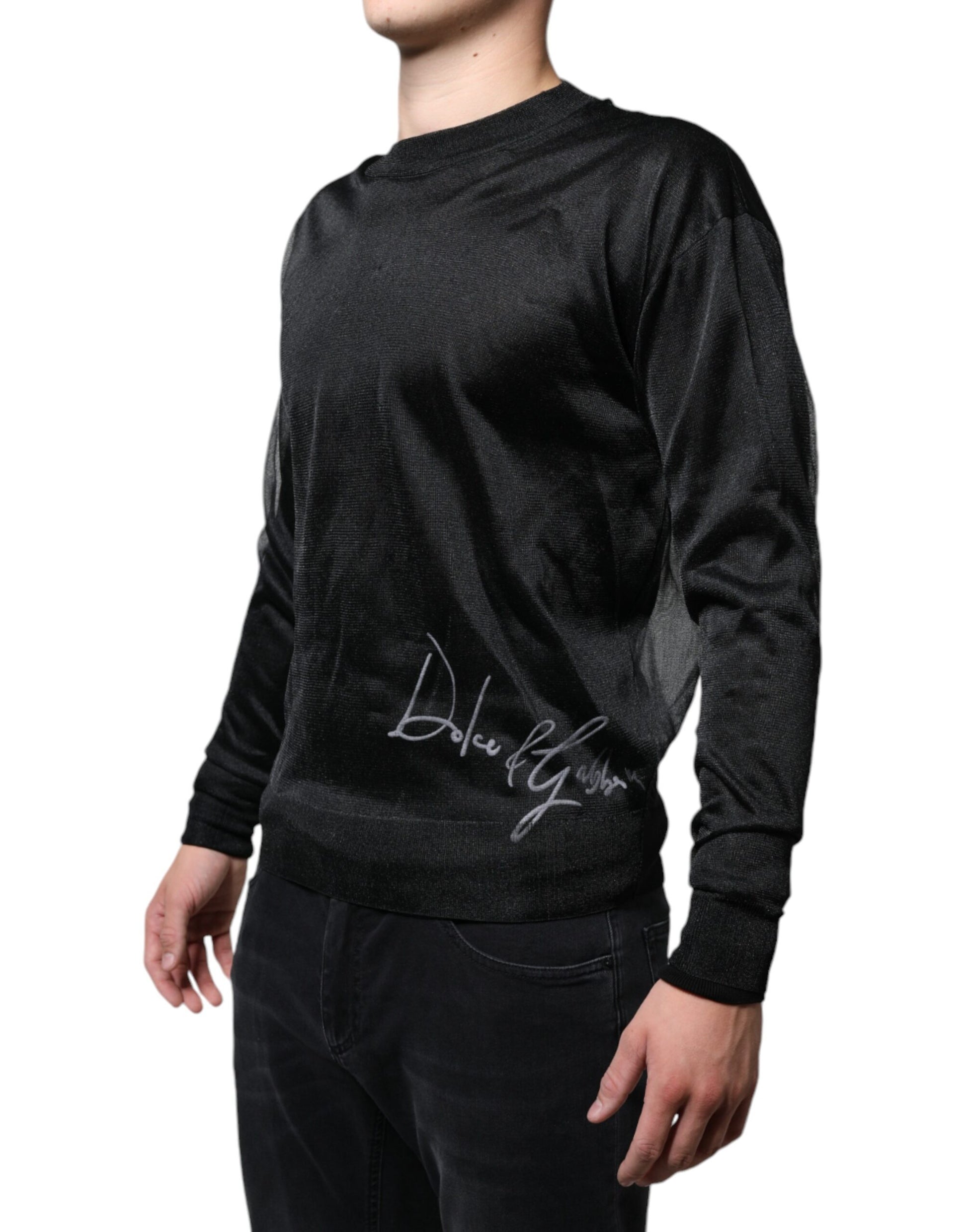 Dolce & Gabbana Black Polyester Pullover Sweatshirt Sweater