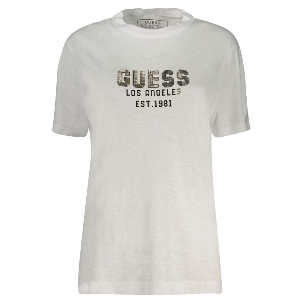 Guess Jeans White Cotton Tops & T-Shirt