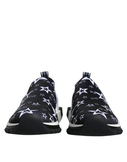 Dolce & Gabbana Black White Star Print Sorrento Sneakers Shoes