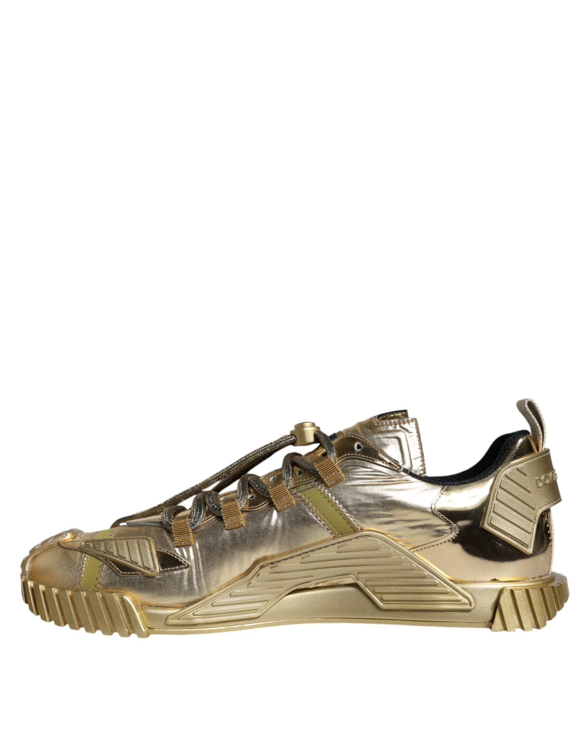 Dolce & Gabbana Gold Stretch Lace Up NS1 Sneakers Shoes