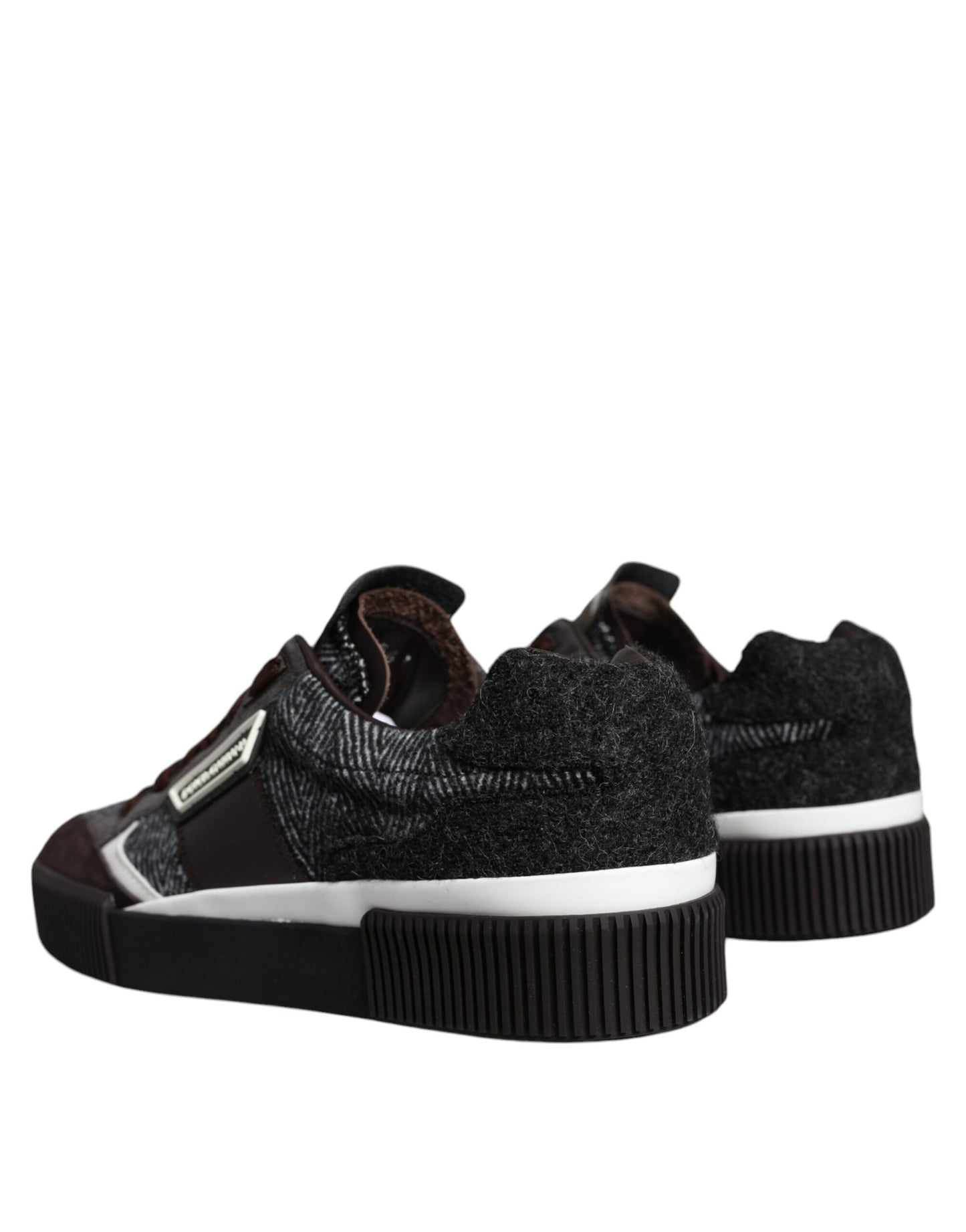 Dolce & Gabbana Black White Leather Miami Low Top Sneaker Shoes