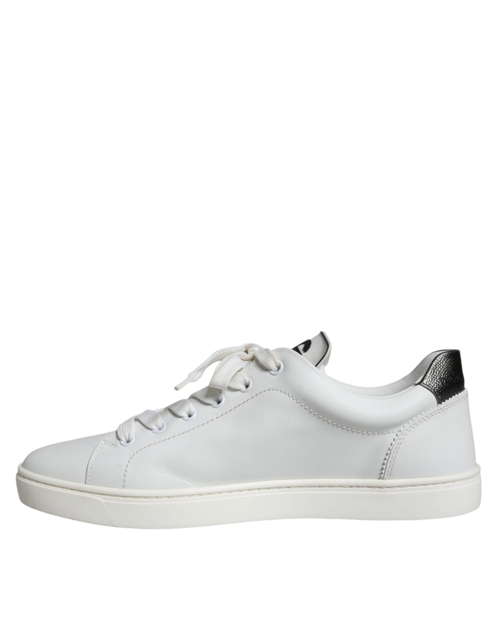 Dolce & Gabbana White Leather Heart Low Top Casual Sneakers Shoes