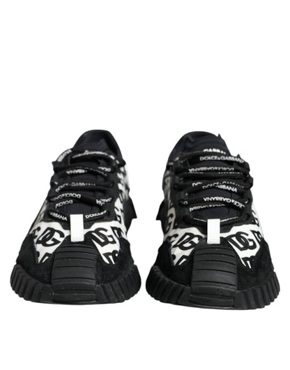 Dolce & Gabbana Black Logo Lace Up Low Top NS1 Sneakers Shoes