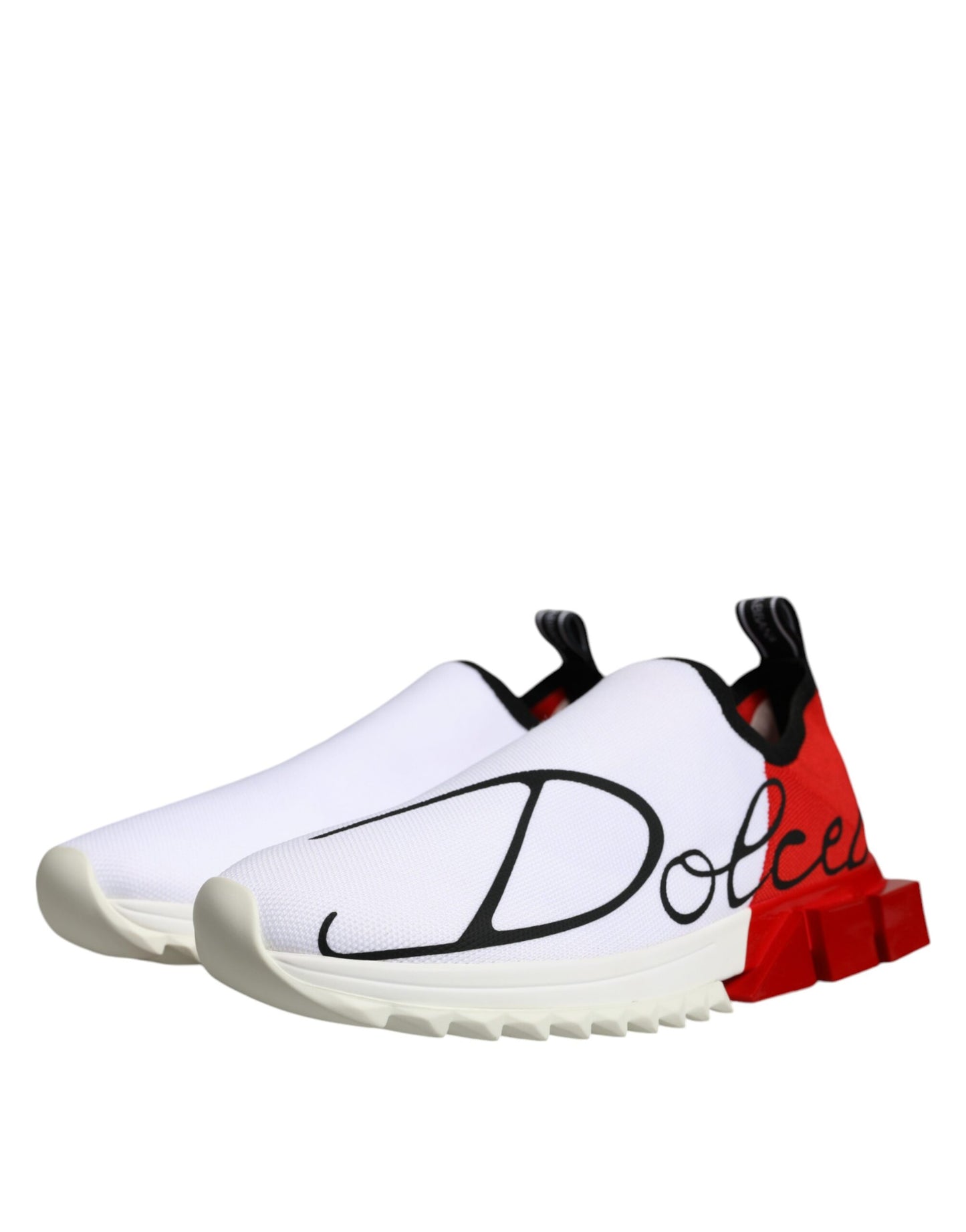 Dolce & Gabbana White Red Low Top Sorrento Men Sneakers Shoes