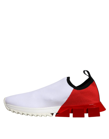 Dolce & Gabbana White Red Low Top Sorrento Men Sneakers Shoes