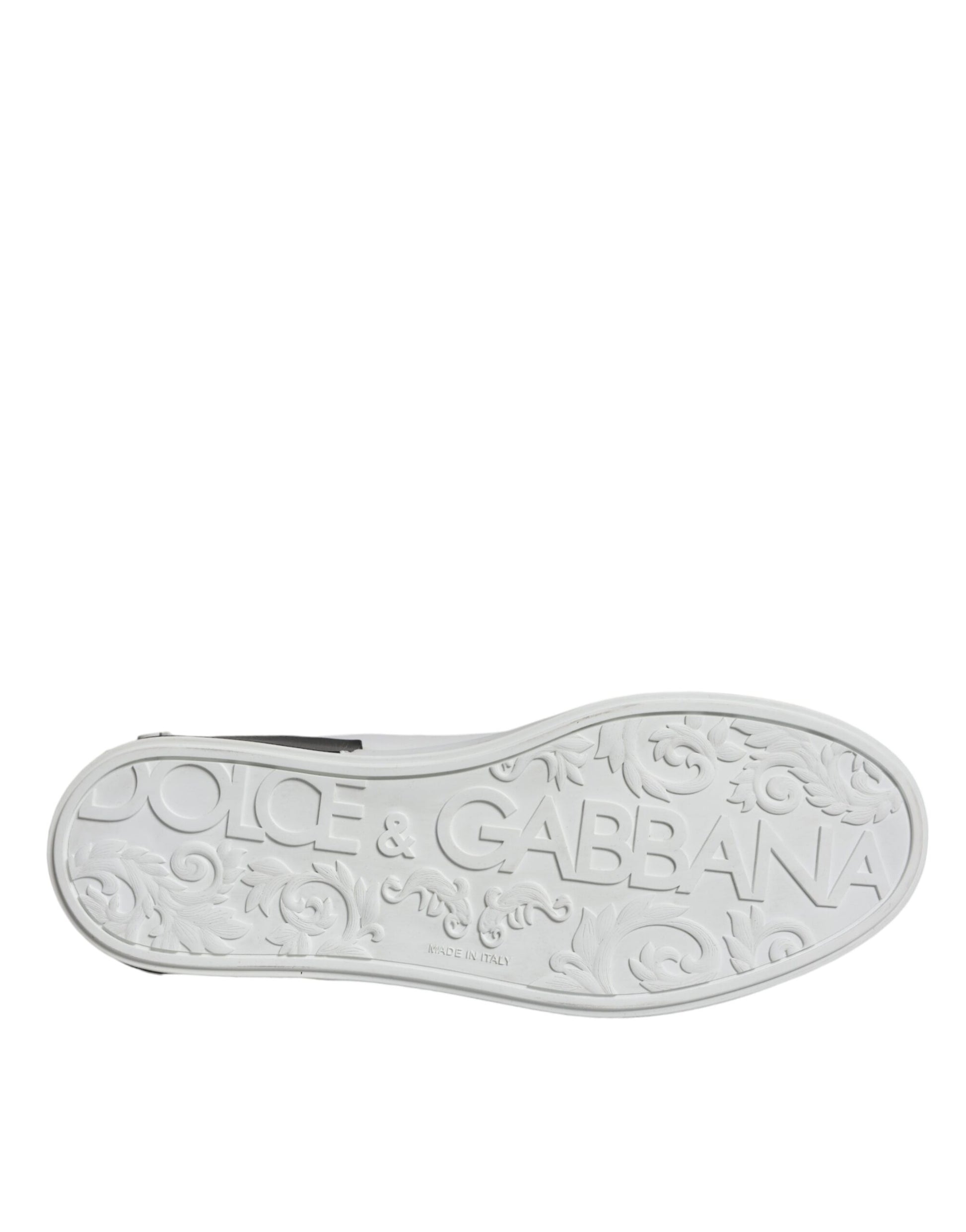 Dolce & Gabbana White Leather Logo Portofino Sneaker Shoes