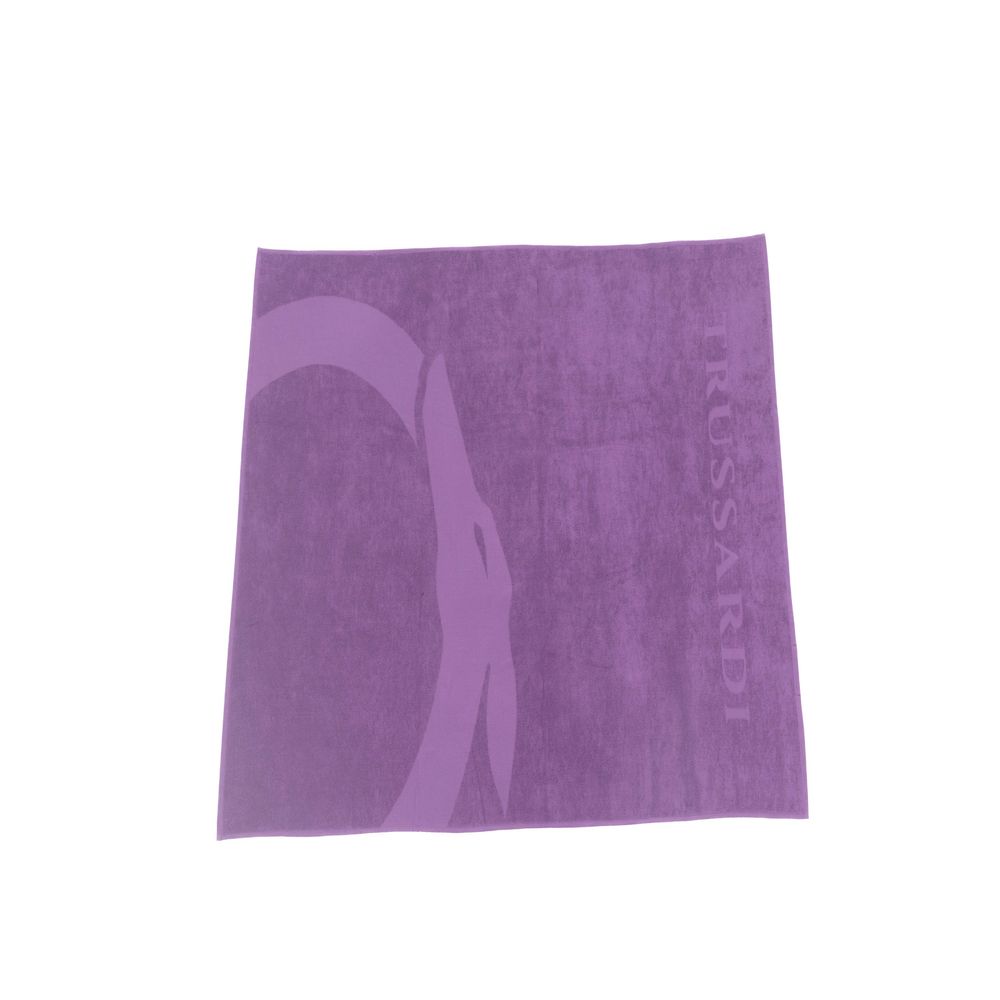 Trussardi Beachwear Purple Cotton Men Beach Towel