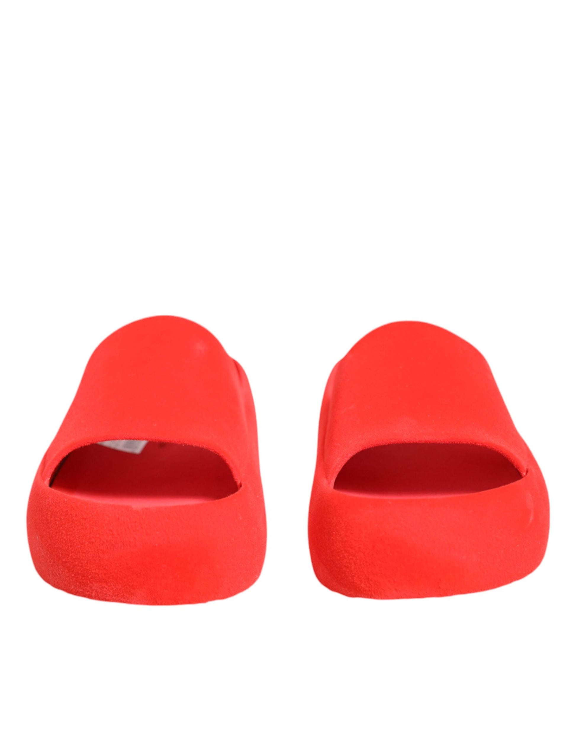 Dolce & Gabbana Red Rubber Slides Sandals Beachwear Shoes