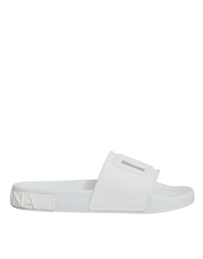 Dolce & Gabbana White Rubber Slides Sandals Beachwear Shoes