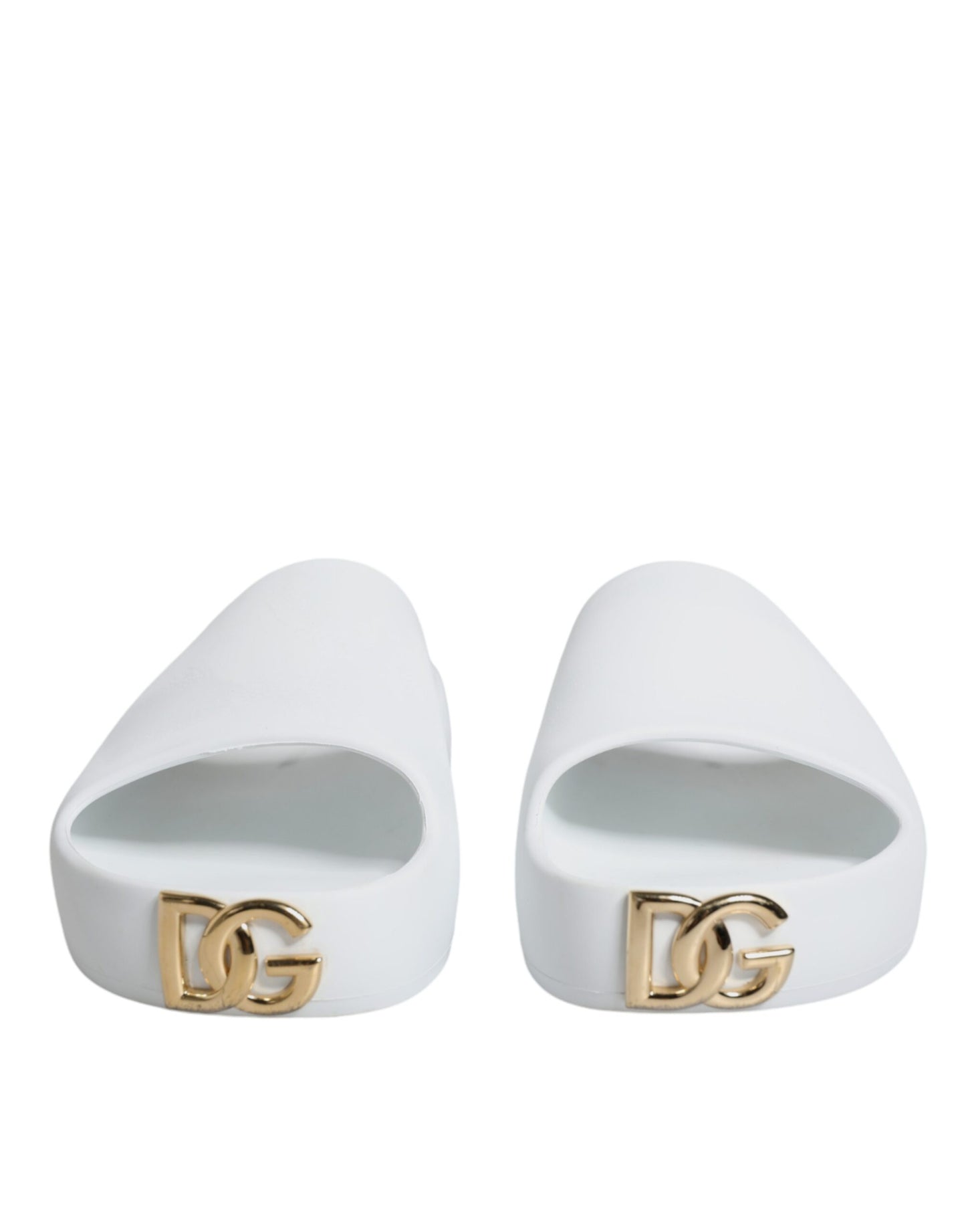 Dolce & Gabbana White Rubber Slides Sandals Beachwear Shoes