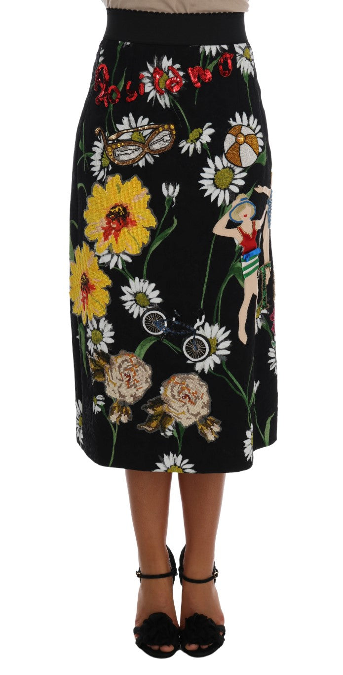 Dolce & Gabbana Embellished A-Line Mid-Calf Skirt Dolce & Gabbana