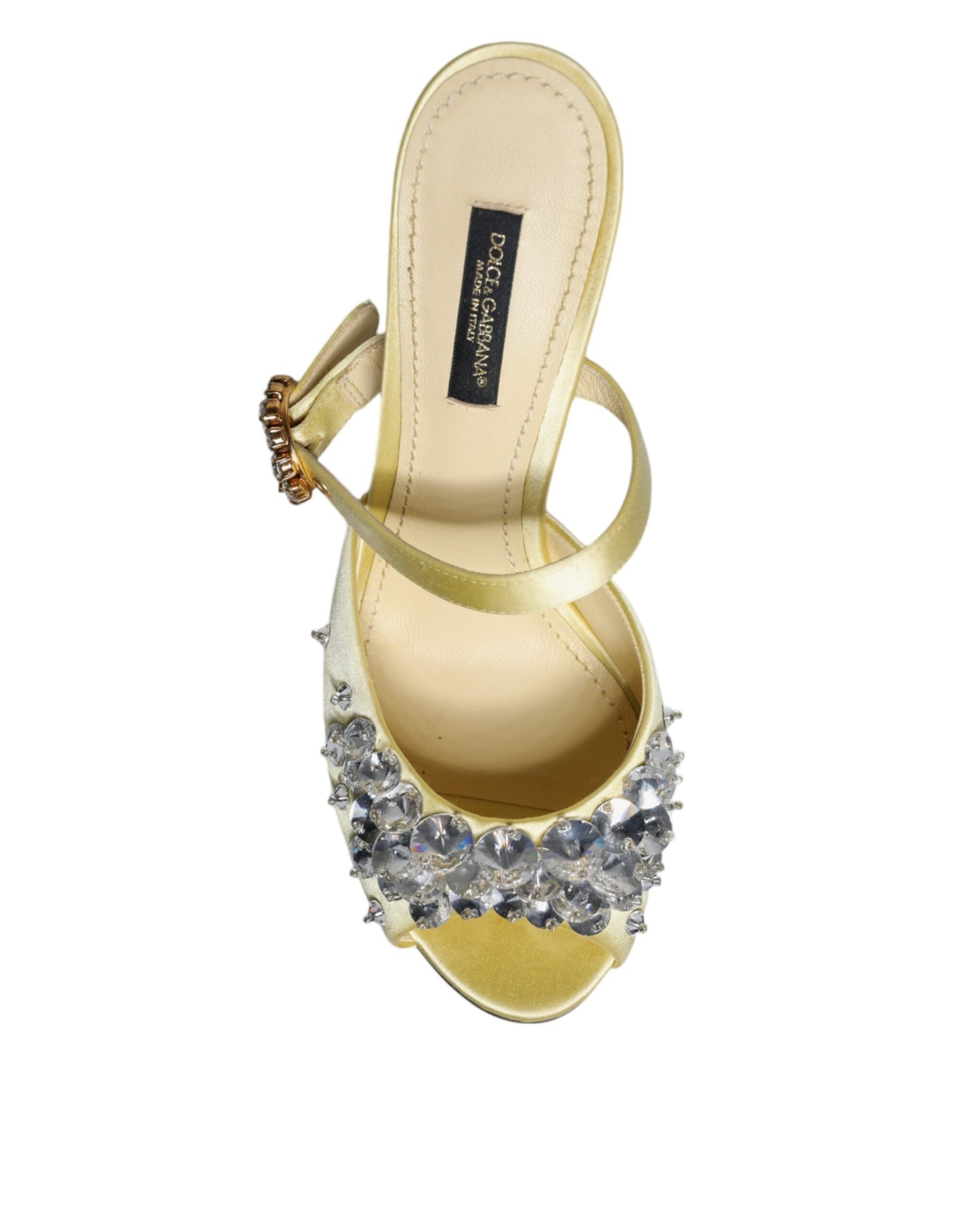 Dolce & Gabbana Yellow Crystal Slides Heels Sandals Shoes