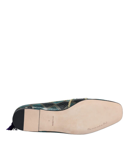 Dolce & Gabbana Multicolor Jacquard Embellished Loafers Shoes