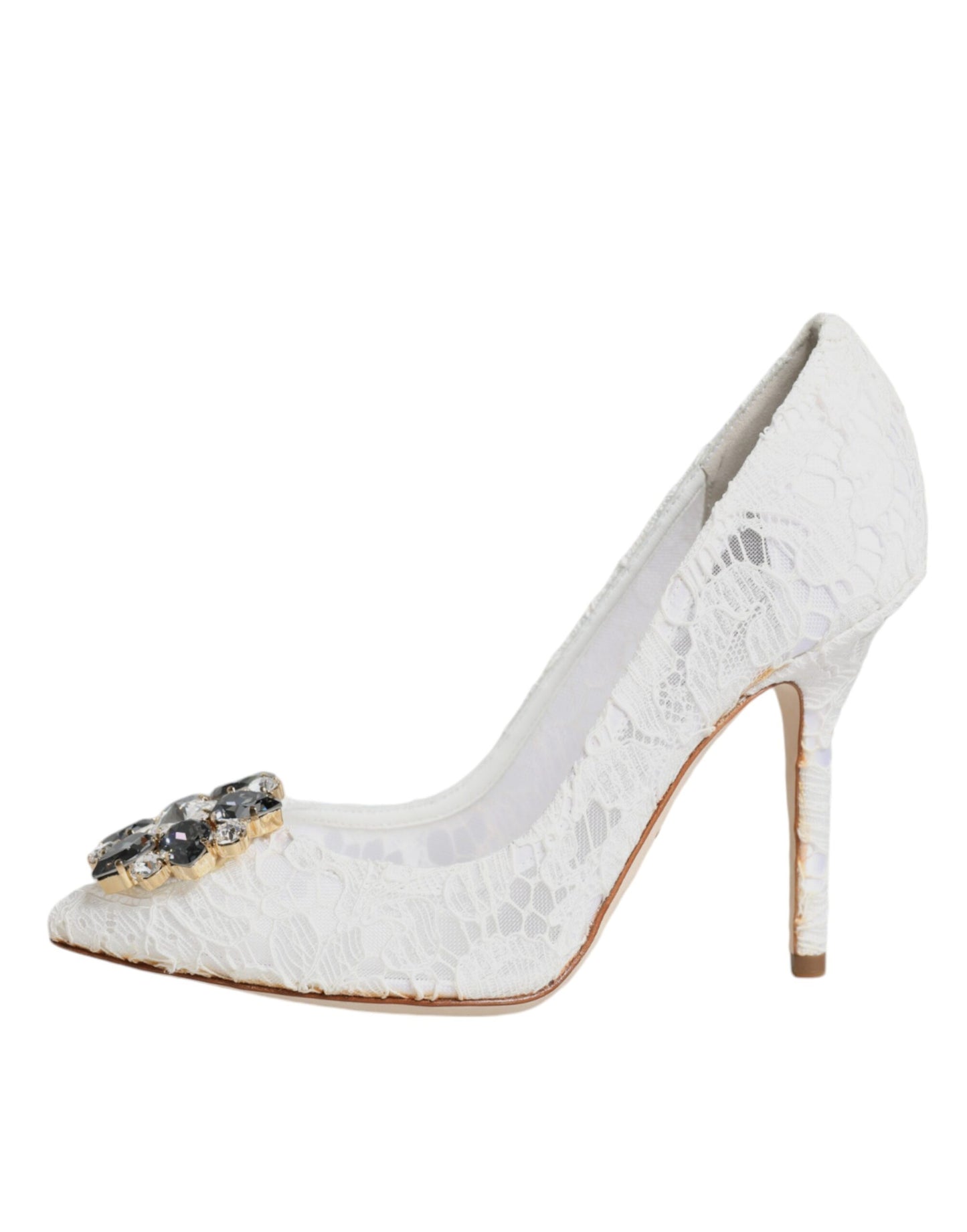 Dolce & Gabbana White Taormina Lace Crystal Heels Pumps Shoes