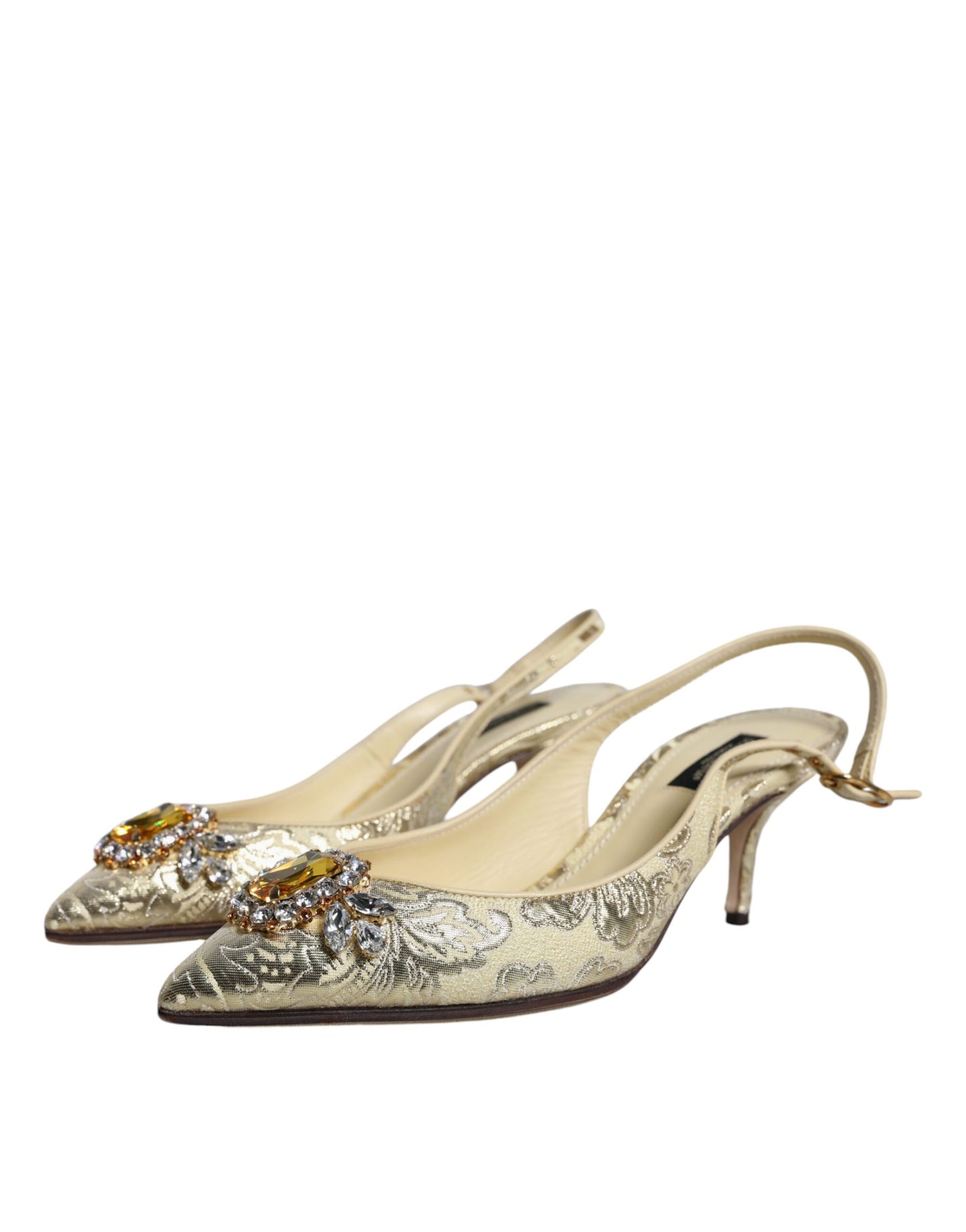 Dolce & Gabbana Gold Crystal Pumps Heels Slingbacks Shoes