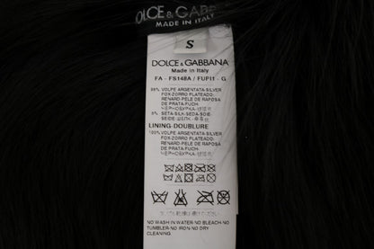 Dolce & Gabbana Elegant Black Silver Fox Fur Scarf Dolce & Gabbana