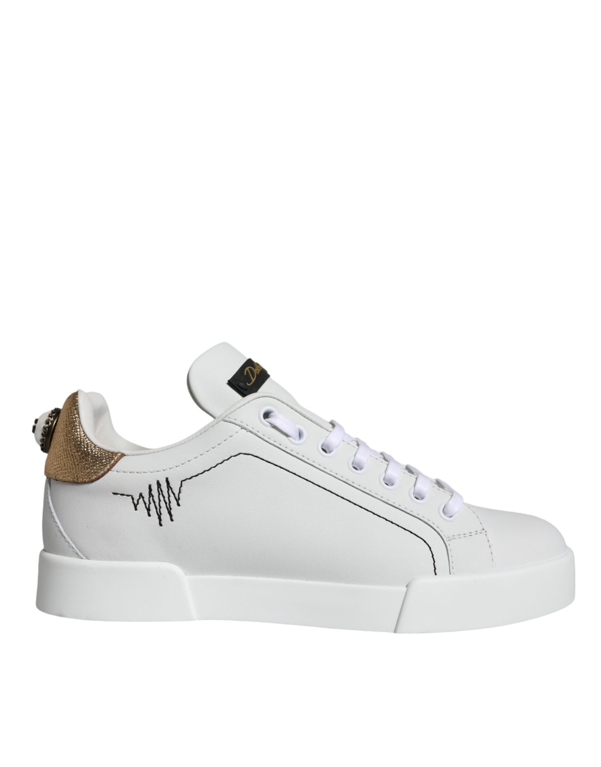 Dolce & Gabbana White Leather Portofino Low Top Sneaker Shoes