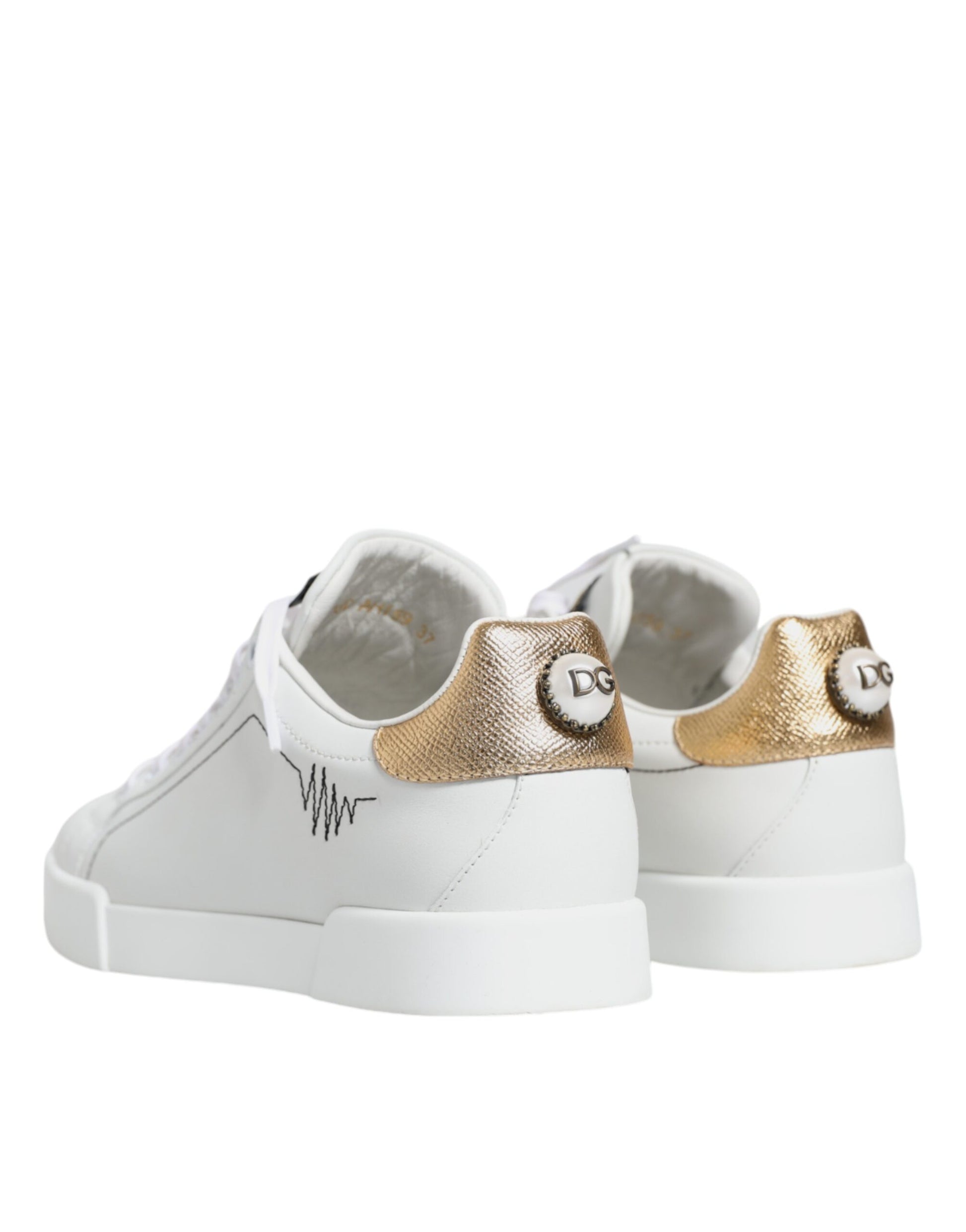 Dolce & Gabbana White Leather Portofino Low Top Sneaker Shoes