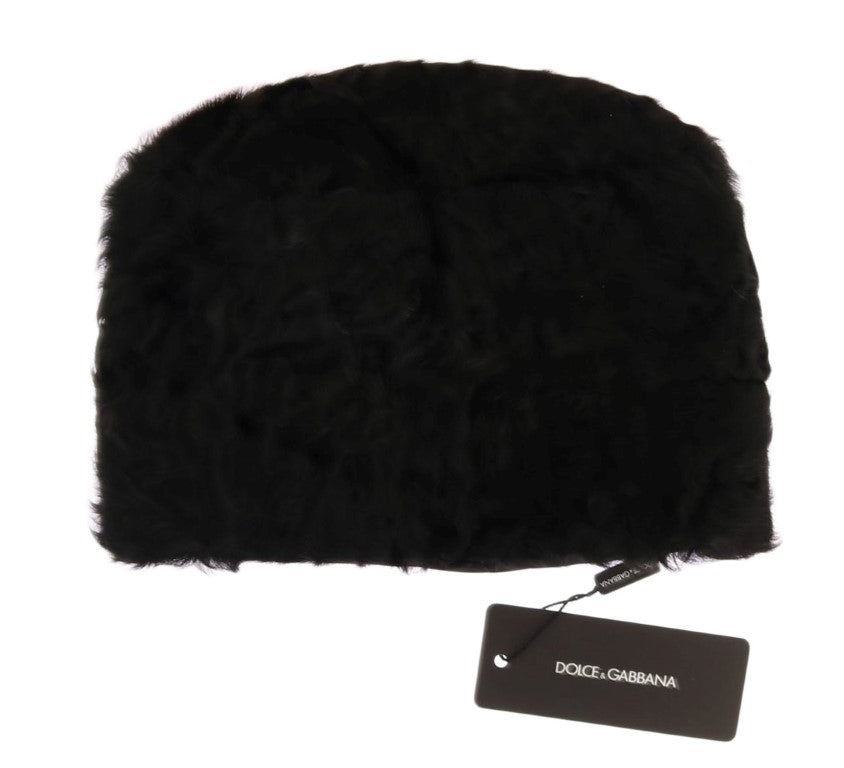 Dolce & Gabbana Elegant Black Xiangao Fur Beanie Hat Dolce & Gabbana