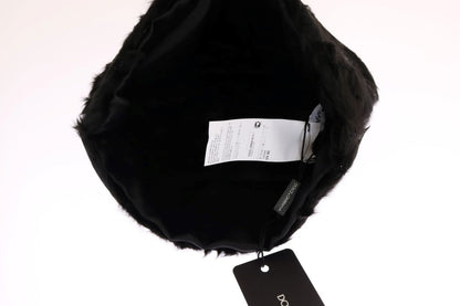 Dolce & Gabbana Elegant Black Xiangao Fur Beanie Hat Dolce & Gabbana