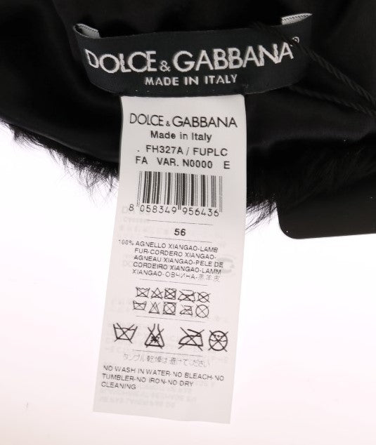 Dolce & Gabbana Elegant Black Xiangao Fur Beanie Hat Dolce & Gabbana