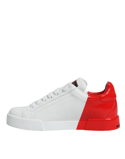 Dolce & Gabbana White Red Portofino Low Top Sneakers Shoes