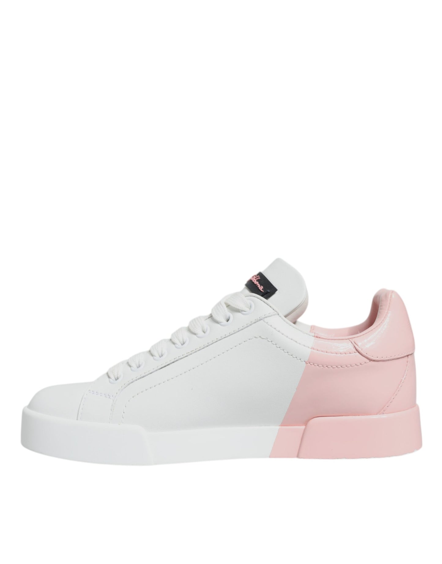 Dolce & Gabbana White Pink Portofino Low Top Sneakers Shoes