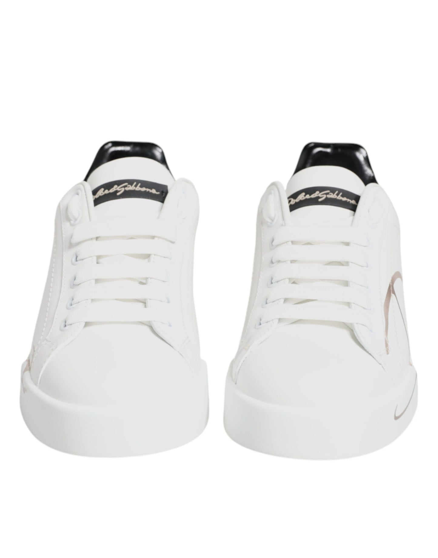 Dolce & Gabbana White Black Portofino Low Top Sneakers Shoes